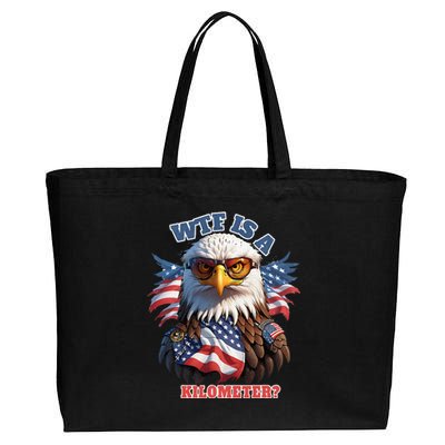 Wtf Is A Kilometer Eagle Usa July 4th Cotton Canvas Jumbo Tote