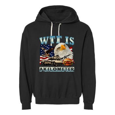 Wtf Is A Kilometer Eagle Badge American Signature Burger Garment-Dyed Fleece Hoodie