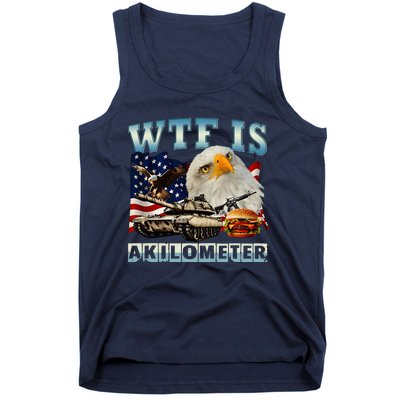 Wtf Is A Kilometer Eagle Badge American Signature Burger Tank Top