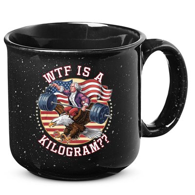 Wtf Is A Kilogram Funny 4th Of July Patriotic Eagle Usa 15oz Campfire Ceramic Mug
