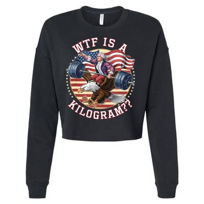 Wtf Is A Kilogram Funny 4th Of July Patriotic Eagle Usa Cropped Pullover Crew