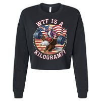 Wtf Is A Kilogram Funny 4th Of July Patriotic Eagle Usa Cropped Pullover Crew