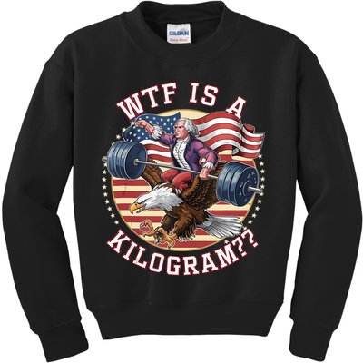 Wtf Is A Kilogram Funny 4th Of July Patriotic Eagle Usa Kids Sweatshirt