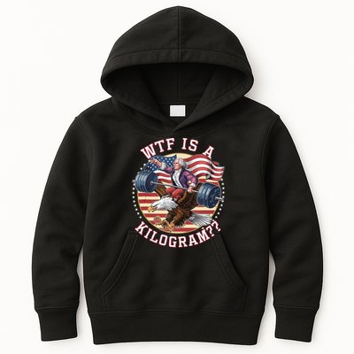 Wtf Is A Kilogram Funny 4th Of July Patriotic Eagle Usa Kids Hoodie