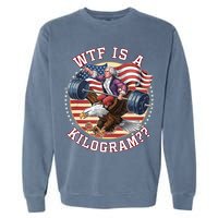 Wtf Is A Kilogram Funny 4th Of July Patriotic Eagle Usa Garment-Dyed Sweatshirt