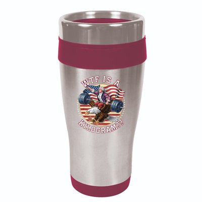 Wtf Is A Kilogram Funny 4th Of July Patriotic Eagle Usa 16oz Travel Tumbler