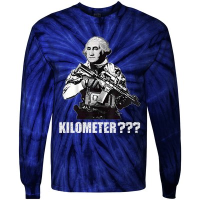 What Is A Kilometer George Washington Meme Funny 4th Of July Tie-Dye Long Sleeve Shirt