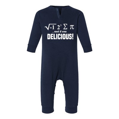 Wo I Ate Some Pie And It Was Delicious Funny Math Pun Pi Day V-Neck Infant Fleece One Piece