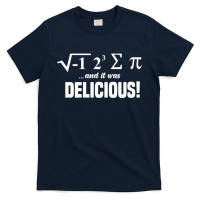 Wo I Ate Some Pie And It Was Delicious Funny Math Pun Pi Day V-Neck T-Shirt