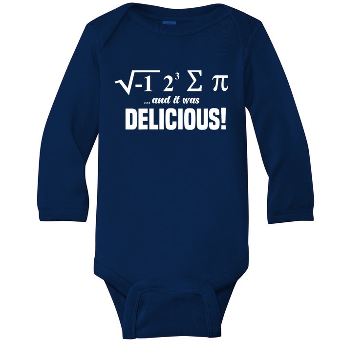 Wo I Ate Some Pie And It Was Delicious Funny Math Pun Pi Day V-Neck Baby Long Sleeve Bodysuit