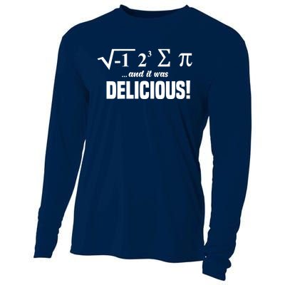 Wo I Ate Some Pie And It Was Delicious Funny Math Pun Pi Day V-Neck Cooling Performance Long Sleeve Crew