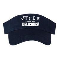 Wo I Ate Some Pie And It Was Delicious Funny Math Pun Pi Day V-Neck Valucap Bio-Washed Visor