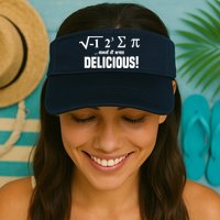 Wo I Ate Some Pie And It Was Delicious Funny Math Pun Pi Day V-Neck Valucap Bio-Washed Visor