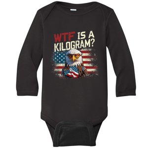 Wtf Is A Kilogram Funny 4th Of July Patriotic Eagle Usa Baby Long Sleeve Bodysuit