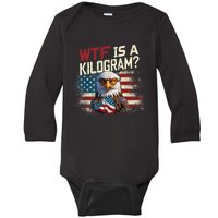 Wtf Is A Kilogram Funny 4th Of July Patriotic Eagle Usa Baby Long Sleeve Bodysuit