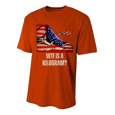 Wtf Is A Kilogram Funny 4th Of July Usa2024 Patriotic Performance Sprint T-Shirt