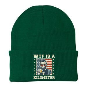 Wtf Is A Kilometer Abe Lincoln July 4th Funny Patriotic Knit Cap Winter Beanie