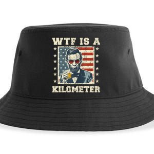 Wtf Is A Kilometer Abe Lincoln July 4th Funny Patriotic Sustainable Bucket Hat