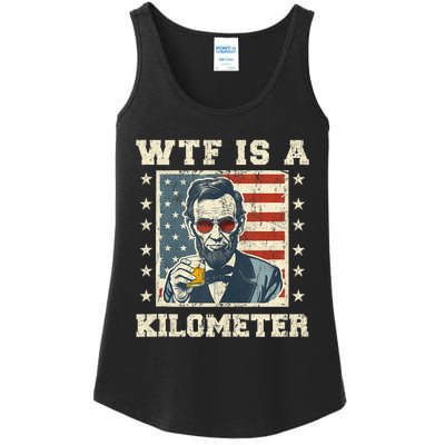 Wtf Is A Kilometer Abe Lincoln July 4th Funny Patriotic Ladies Essential Tank