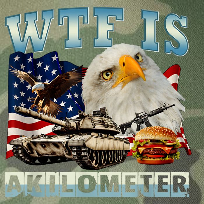 Wtf Is A Kilometer Eagle Badge American Signature Burger Legacy Tie Dye Trucker Hat