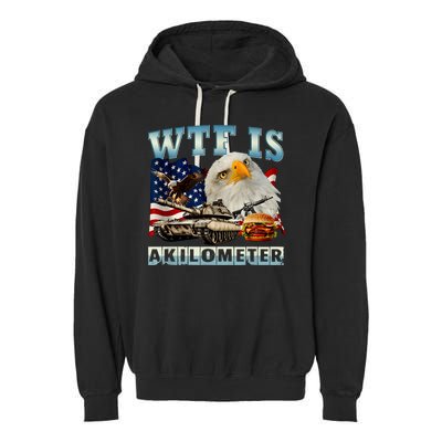Wtf Is A Kilometer Eagle Badge American Signature Burger Garment-Dyed Fleece Hoodie