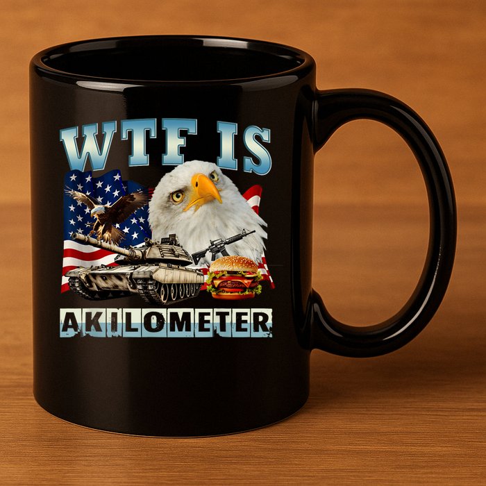 Wtf Is A Kilometer Eagle Badge American Signature Burger 11oz C Handle Ceramic Mug