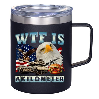 Wtf Is A Kilometer Eagle Badge American Signature Burger 12oz Stainless Steel Coffee Mug