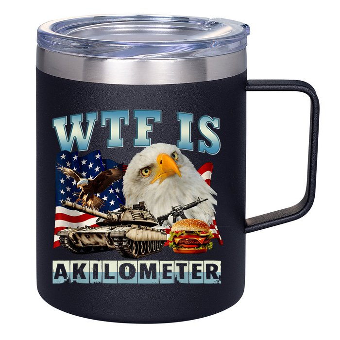 Wtf Is A Kilometer Eagle Badge American Signature Burger 12oz Stainless Steel Coffee Mug