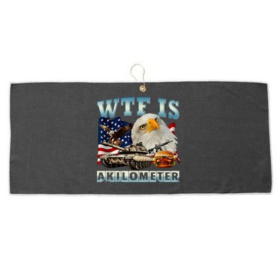 Wtf Is A Kilometer Eagle Badge American Signature Burger Large Microfiber Waffle Golf Towel
