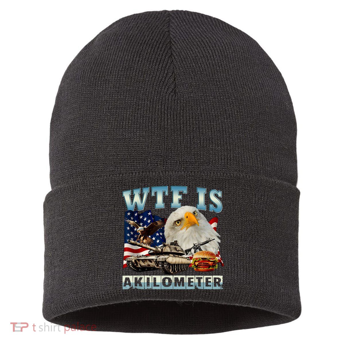 Wtf Is A Kilometer Eagle Badge American Signature Burger Sustainable Knit Beanie
