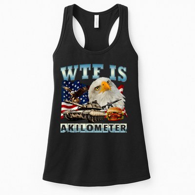 Wtf Is A Kilometer Eagle Badge American Signature Burger Womens Tank Top