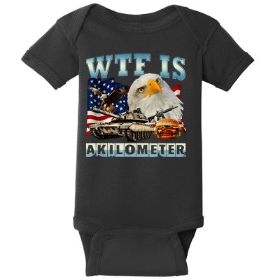 Wtf Is A Kilometer Eagle Badge American Signature Burger Baby Bodysuit