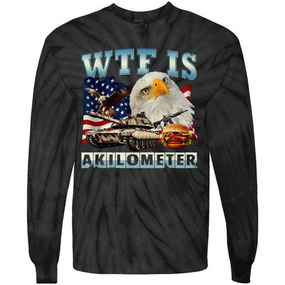 Wtf Is A Kilometer Eagle Badge American Signature Burger Tie-Dye Long Sleeve Shirt