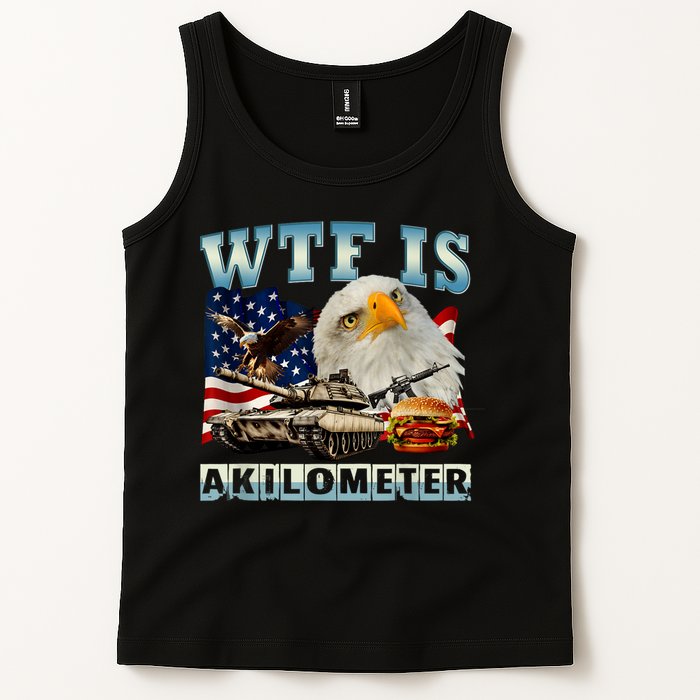 Wtf Is A Kilometer Eagle Badge American Signature Burger Tank Top