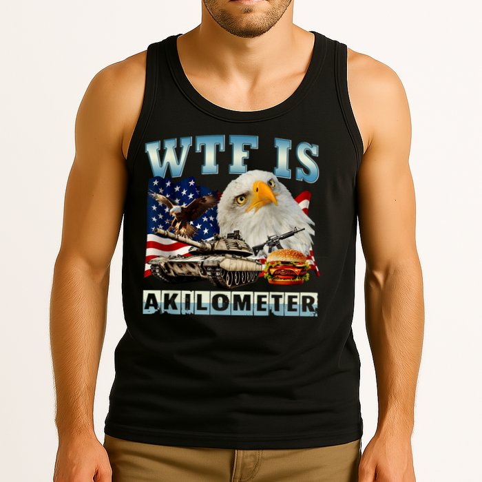 Wtf Is A Kilometer Eagle Badge American Signature Burger Tank Top