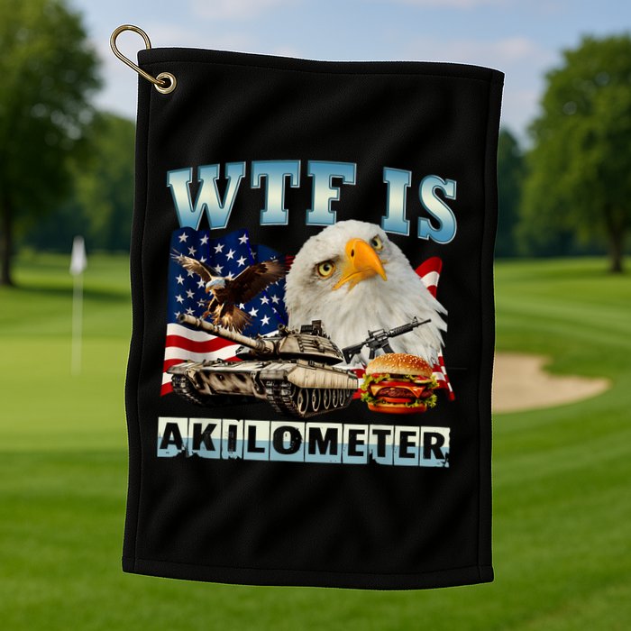 Wtf Is A Kilometer Eagle Badge American Signature Burger Golf Towel