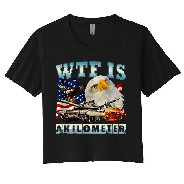 Wtf Is A Kilometer Eagle Badge American Signature Burger Crop Top