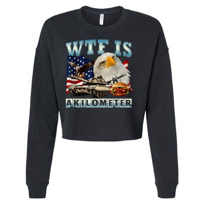 Wtf Is A Kilometer Eagle Badge American Signature Burger Cropped Pullover Crew