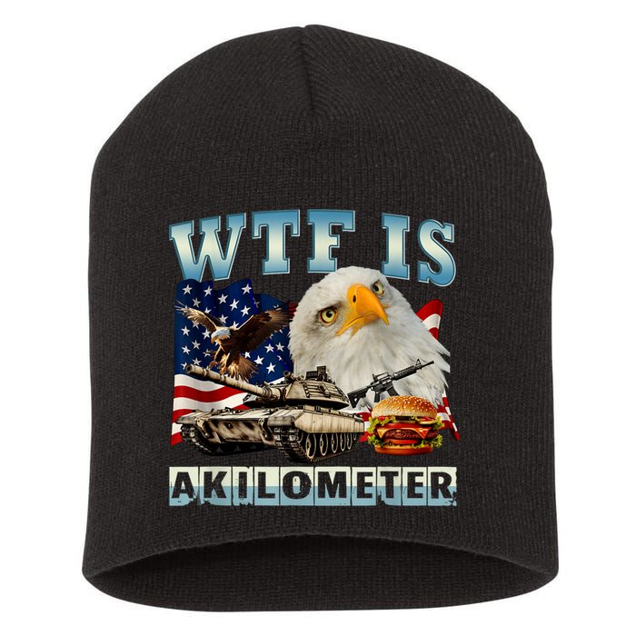 Wtf Is A Kilometer Eagle Badge American Signature Burger Short Acrylic Beanie