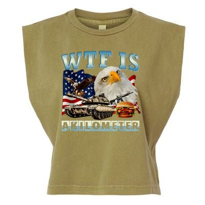 Wtf Is A Kilometer Eagle Badge American Signature Burger Garment-Dyed Women's Muscle Tee
