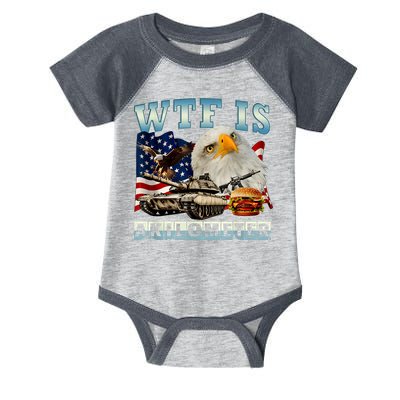 Wtf Is A Kilometer Eagle Badge American Signature Burger Infant Baby Jersey Bodysuit
