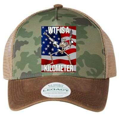 Wtf Is A Kilometer American Skeleton Funny Legacy Tie Dye Trucker Hat