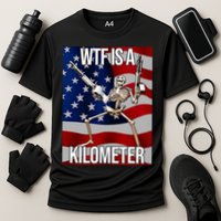 Wtf Is A Kilometer American Skeleton Funny Performance Shirt