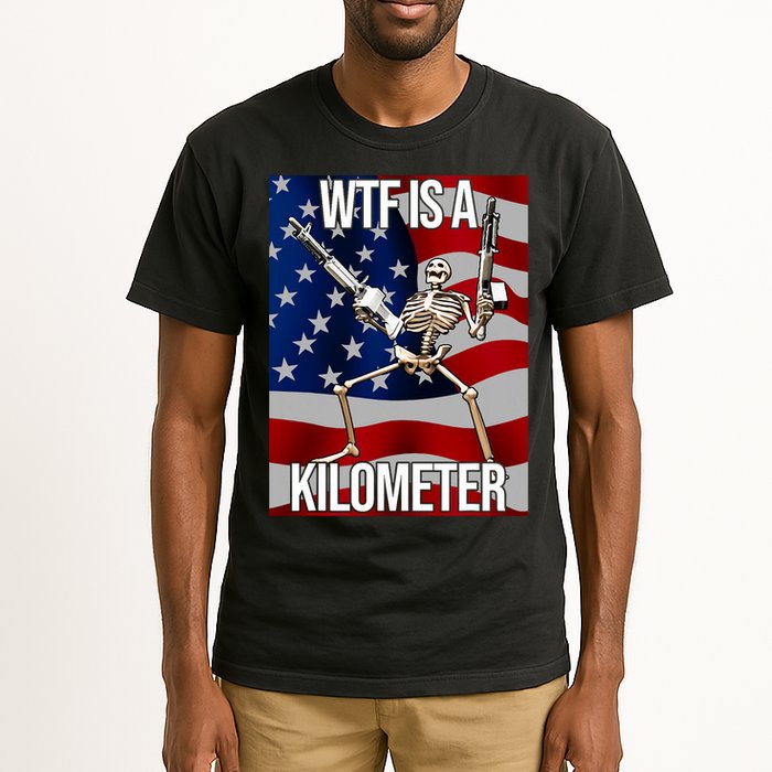 Wtf Is A Kilometer American Skeleton Funny Tall T-Shirt