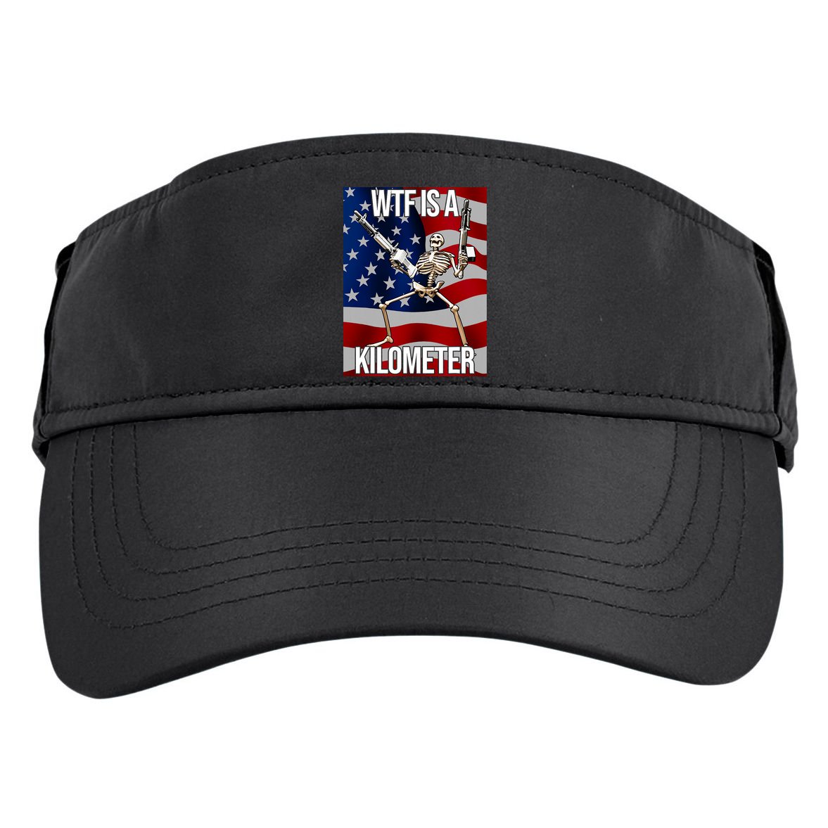 Wtf Is A Kilometer American Skeleton Funny Adult Drive Performance Visor