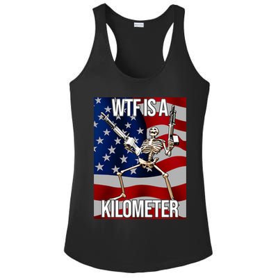 Wtf Is A Kilometer American Skeleton Funny Ladies PosiCharge Competitor Racerback Tank