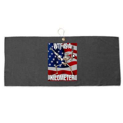 Wtf Is A Kilometer American Skeleton Funny Large Microfiber Waffle Golf Towel