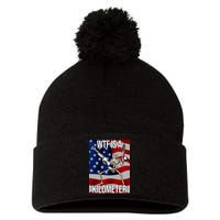 Wtf Is A Kilometer American Skeleton Funny Pom Pom 12in Knit Beanie