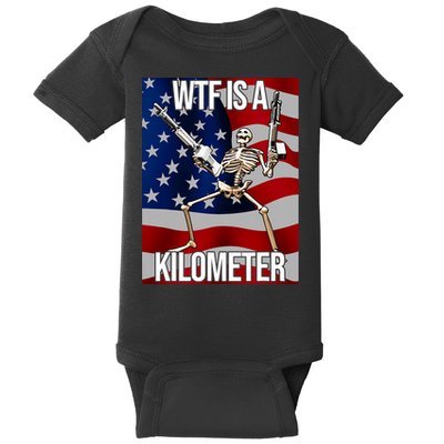 Wtf Is A Kilometer American Skeleton Funny Baby Bodysuit