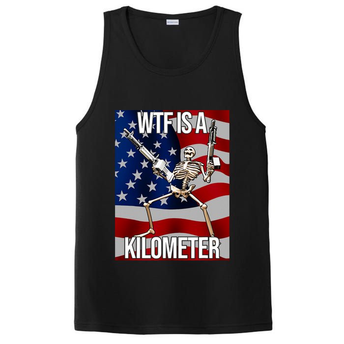 Wtf Is A Kilometer American Skeleton Funny PosiCharge Competitor Tank